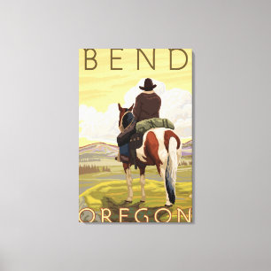 Impressão Em Tela Vaqueiro & cavalo - curvatura, Oregon