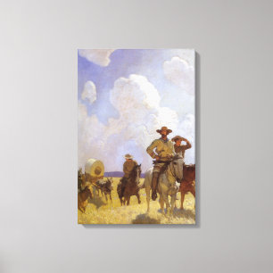 Impressão Em Tela Vaqueiros Antigos, O Conjunto Parkman por NC Wyeth