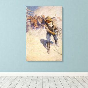 Impressão Em Tela Vaqueiros ocidentais do vintage, na cerca por NC