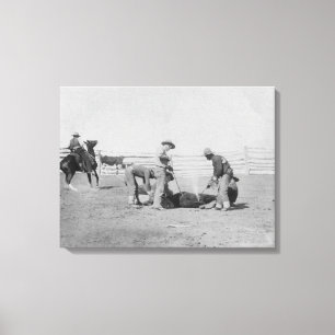 Impressão Em Tela Vaqueiros que marcam uma vitela PhotographSouth