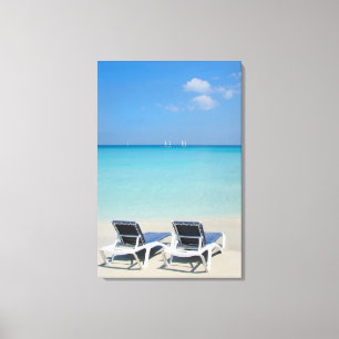 Impressão Em Tela Varadero, Cuba. Areia e Cadeiras de Praia