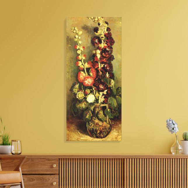 Impressão Em Tela Vase com Hollyhocks por Vincent van Gogh (Insitu(Sala de estar))