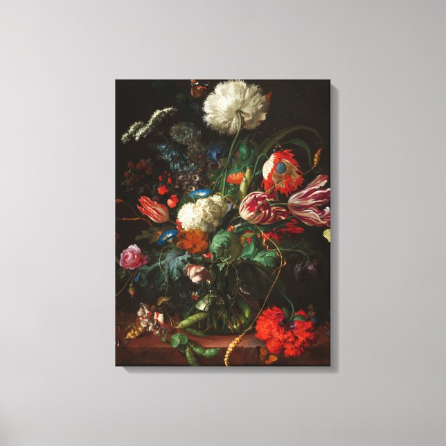 Impressão Em Tela Vase of Flowers, 1660 por Jan Davidsz de Heem (Frente)