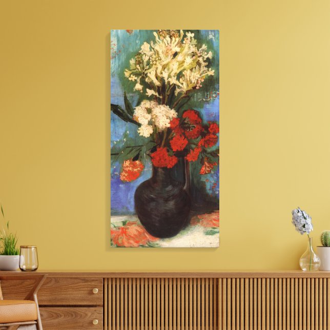 Impressão Em Tela Vaso com Cravos de Vincent van Gogh (Insitu(Sala de estar))