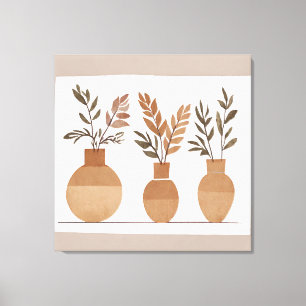 Impressão Em Tela Vaso de flor de boho Folha Estilo de Arte Botânica