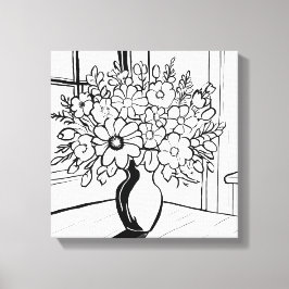 Impressão Em Tela Vaso de Flores Buquê Modernista Minimalista