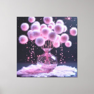 Impressão Em Tela Vaso de Vidro Elegante Com Flores Cor-de-Rosa Fofa