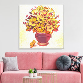 Impressão Em Tela Vaso do buquê da Flor