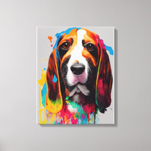 Impressão Em Tela Vasset Hound Dog Pet Cute Adorable Animal Company