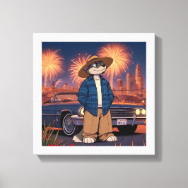 Impressão Em Tela Vato Lobo no dia 4 de julho