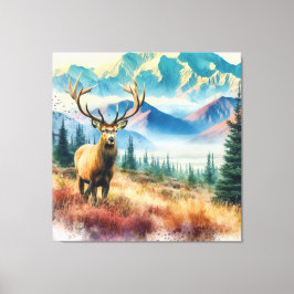 Impressão Em Tela Veado de Aquarela com Atalhos