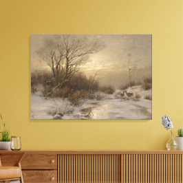 Impressão Em Tela Veado em Paisagem de Inverno - Désiré Thomassin