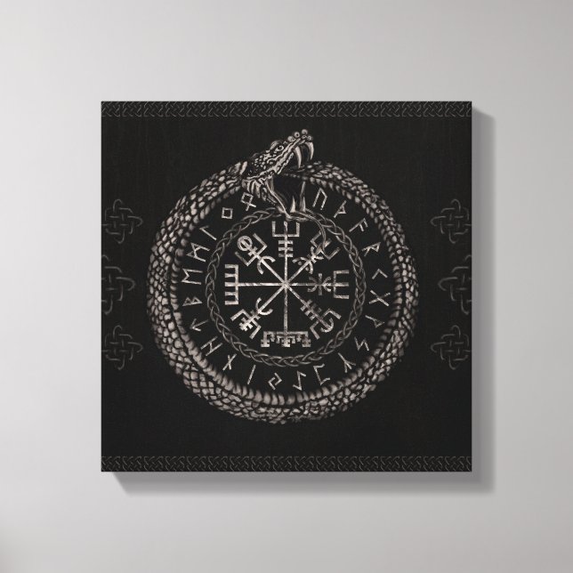 Impressão Em Tela Vegvisir com Ouroboros e pistas (Frente)