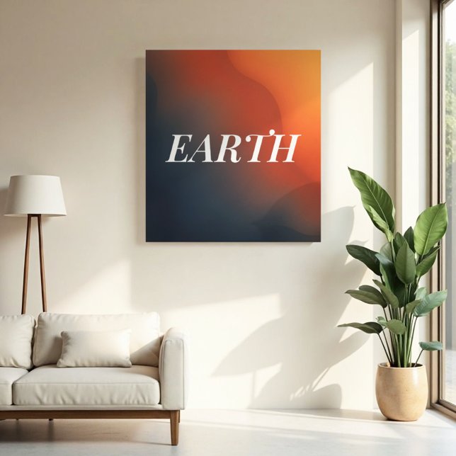 Impressão Em Tela Veia Mineral - Gradiente Orgânico Terra (Earthy Gradient Canvas. Modern art focal point with natural slate blue & terracotta tones.)