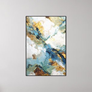 Impressão Em Tela Veias Verdejantes: Arte de Parede Abstrata em Azul