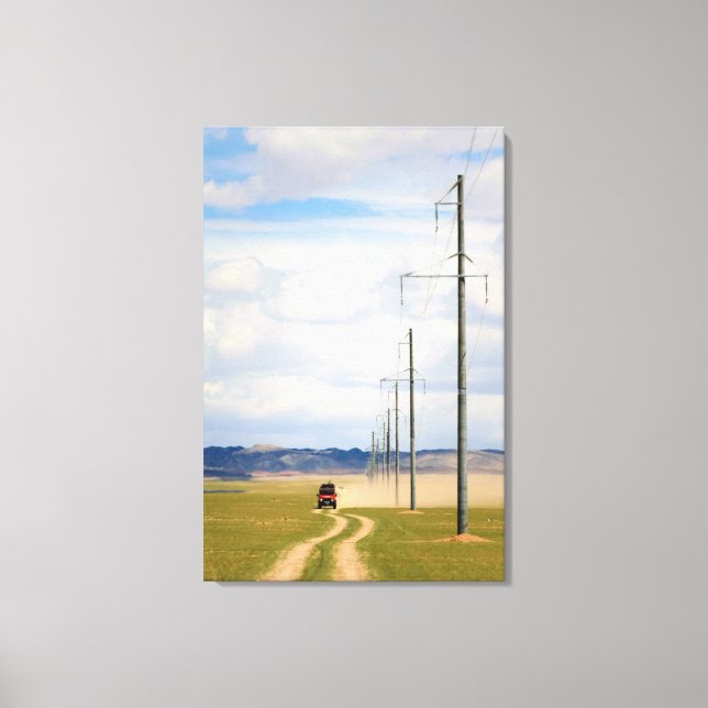 Impressão Em Tela Veículos 4X4 Em Estrada De Sujeira, Deserto De Gob (Frente)