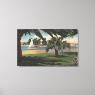 Impressão Em Tela Veja da ilha de Collins, veleiro na água