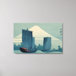 Impressão Em Tela Veleiros e Monte Fuji - Uehara Konen
