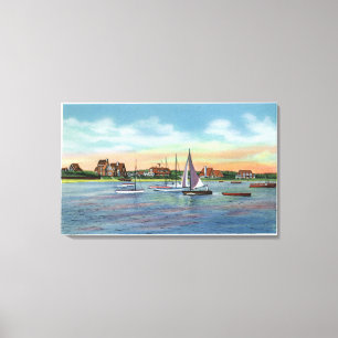 Impressão Em Tela Veleiros na baía de Lewis, opinião da praia de