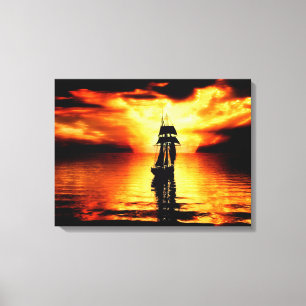 Impressão Em Tela Velejando para o pôr do sol