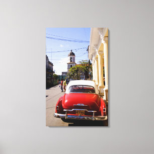 Impressão Em Tela Velho automóvel clássico americano em Guanabacoa u