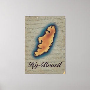 Impressão Em Tela Velho Mapa Mitológico Hy-Brasil