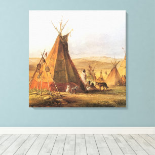 Impressão Em Tela Velho Oeste Americano, Teepees na Planície por Bod