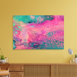 Impressão Em Tela “Vellum Etéreo” – Abstrato Azul Teal Rosa