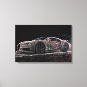 Impressão Em Tela Velocidade Fluida   Arte Automobilística (24" x 16