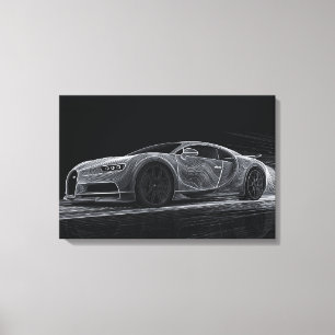 Impressão Em Tela Velocidade Monocromática Arte Automobilística (6