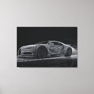 Impressão Em Tela Velocidade Monocromática Arte Automobilística (9