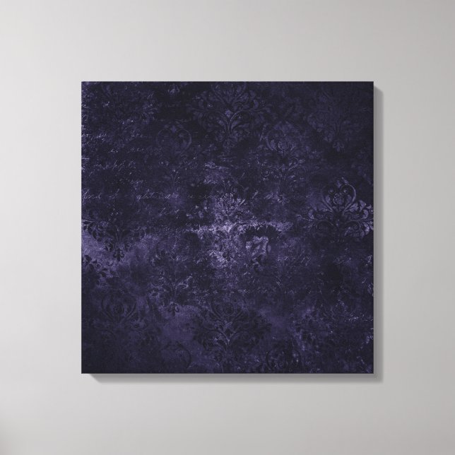 Impressão Em Tela Velvety Midnight Damask | Indigo Purple Grunge (Frente)