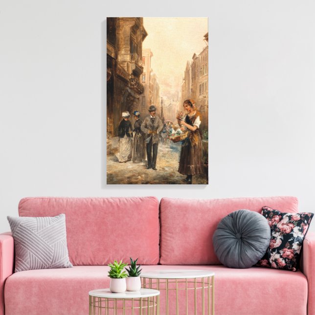 Impressão Em Tela Vendedor de Flores - Emil Barbarini (Insitu(Sala de estar))