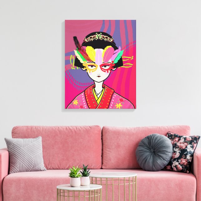 Impressão Em Tela Venetian Mask Geisha (Insitu(Sala de estar))