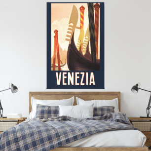 Impressão Em Tela Veneza Itália Viagem Arte Gôndola Veneza Antiga