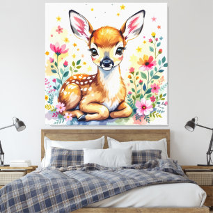 Impressão Em Tela Ventilador de Aquarela Floral