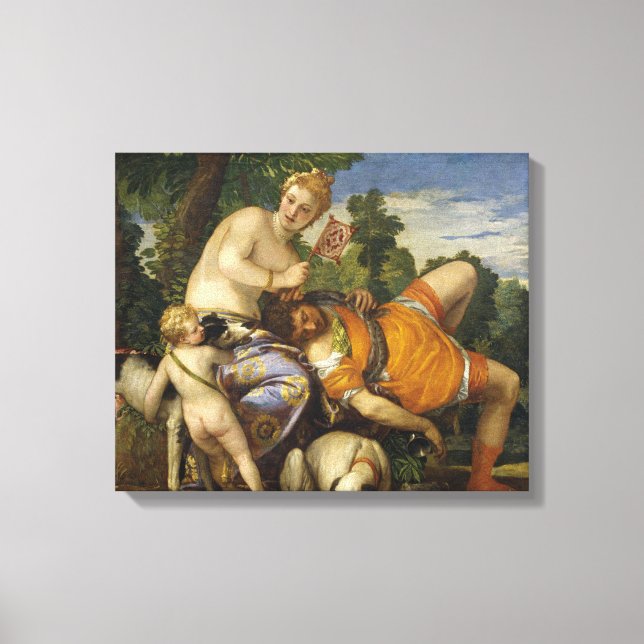 Impressão Em Tela Vênus e Adonis (por Paolo Veronese) (Frente)