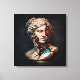 Impressão Em Tela Vênus Mecânica: Arte de Estátua Cyberpunk