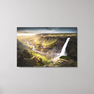 Impressão Em Tela Verão da cachoeira de Haifoss em Islândia