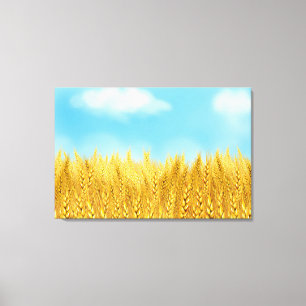 Impressão Em Tela Verão Dourado da pintura a óleo do céu azul de