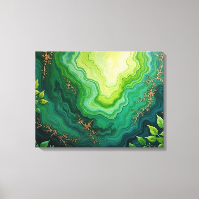 Impressão Em Tela Verdant Veins – 24"x18" Jungle Flow Abstract Fluid (Frente)