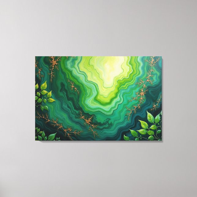 Impressão Em Tela Verdant Veins – 36"x24" Jungle Flow Abstract Fluid (Frente)