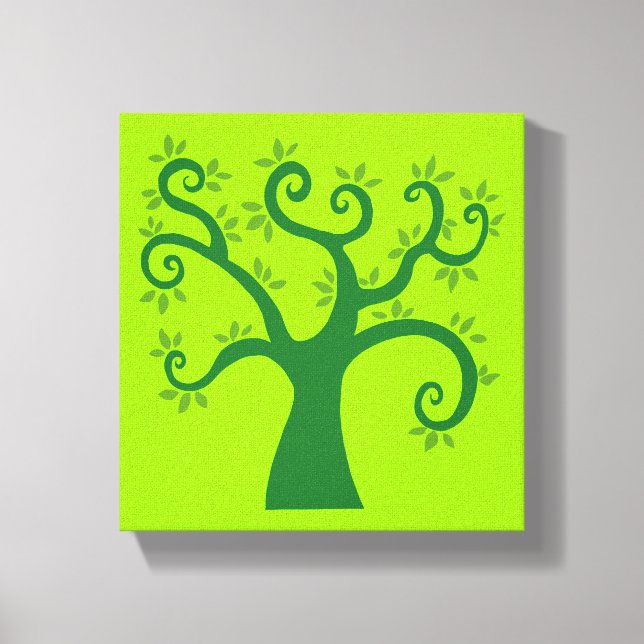 Impressão Em Tela Verde Árvore faz conto de fadas ambiental (Frente)