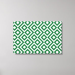 Impressão Em Tela Verde e Branco Meander