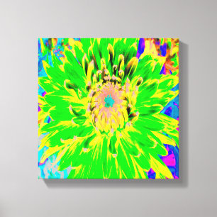 Impressão Em Tela Verde limão Colorido e Dahlia Amarelo Sangrando