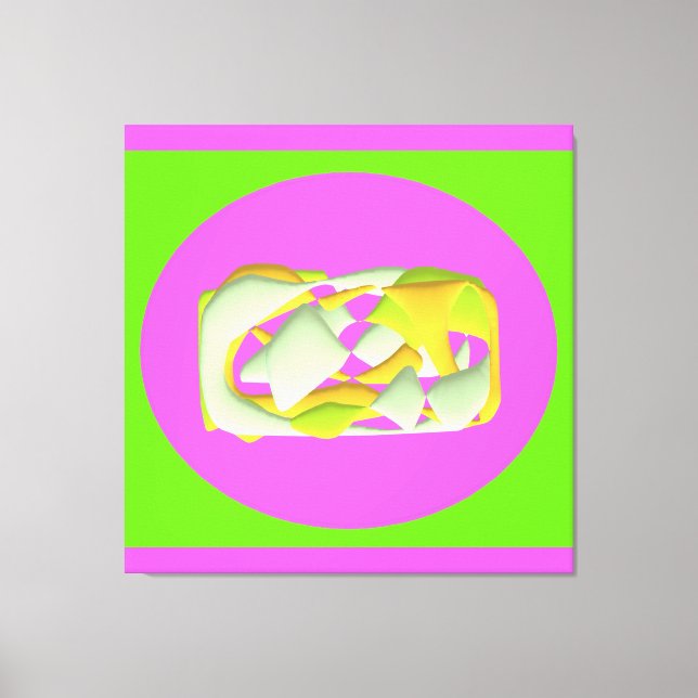 Impressão Em Tela Verde limão e padrões roxos brilhantes (Frente)