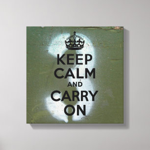 Impressão Em Tela Verde-oliva e Três, Fique Calmo