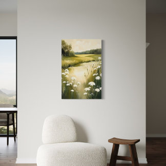 Impressão Em Tela Verde - Paisagem de Serene Wildflower
