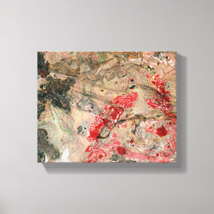 Impressão Em Tela Vermelho Amarelo Verde Castanho Preto-Moderno Abst