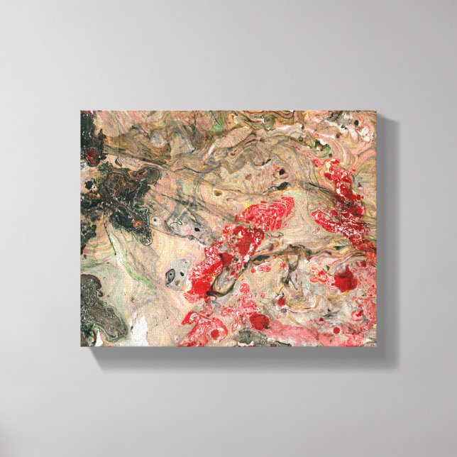 Impressão Em Tela Vermelho Amarelo Verde Castanho Preto-Moderno Abst (Frente)